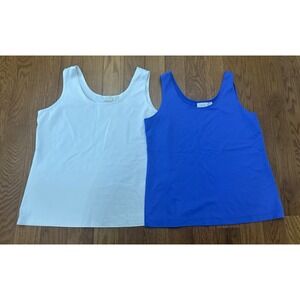 Chicos Tank Tops‎ Set Of 2 Womens Size 2 Large Stretch White Blue